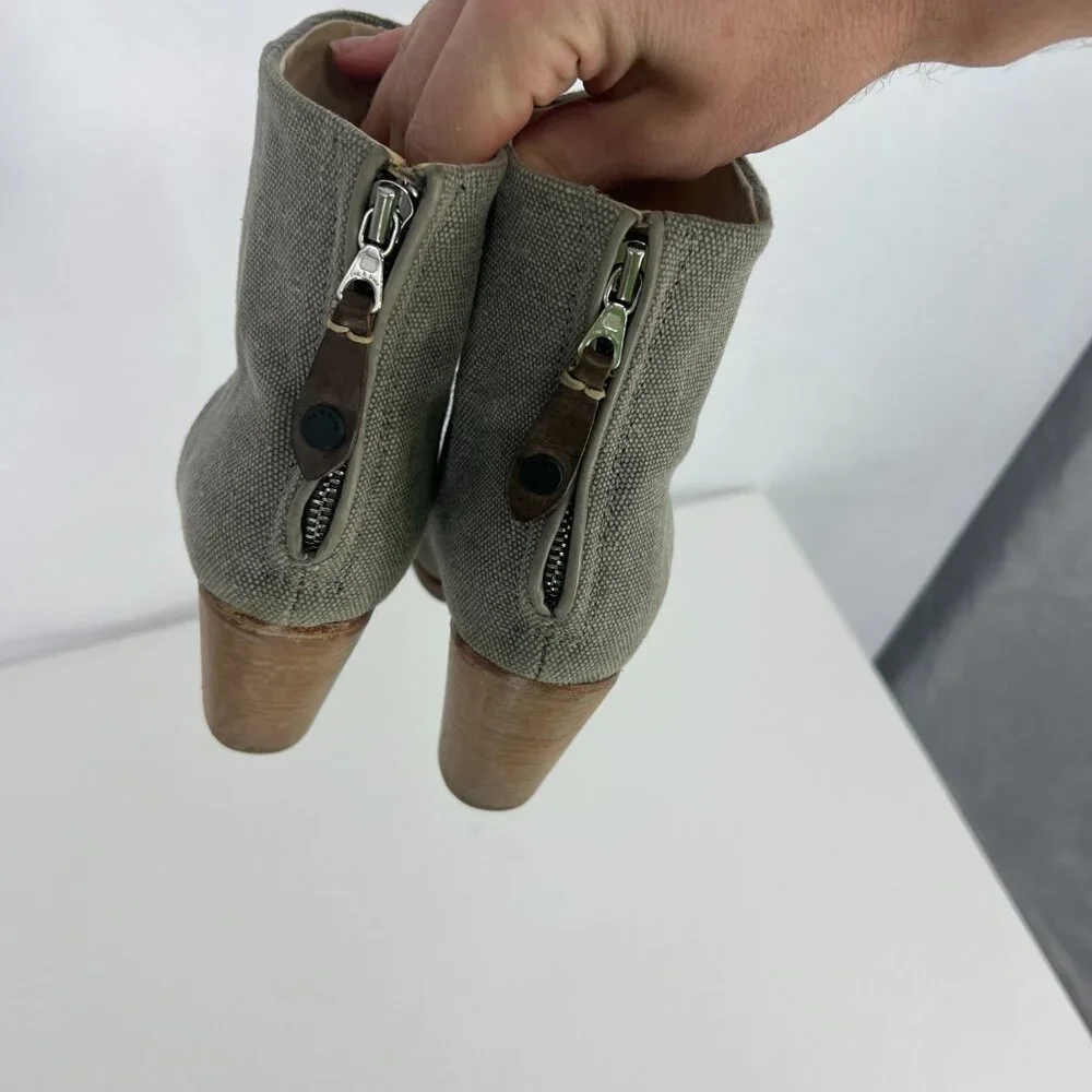 rag & bone Olive Green Canvas Ankle Booties